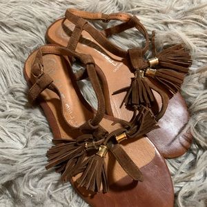Jeffery Campbell suede brown sandals Sz 7